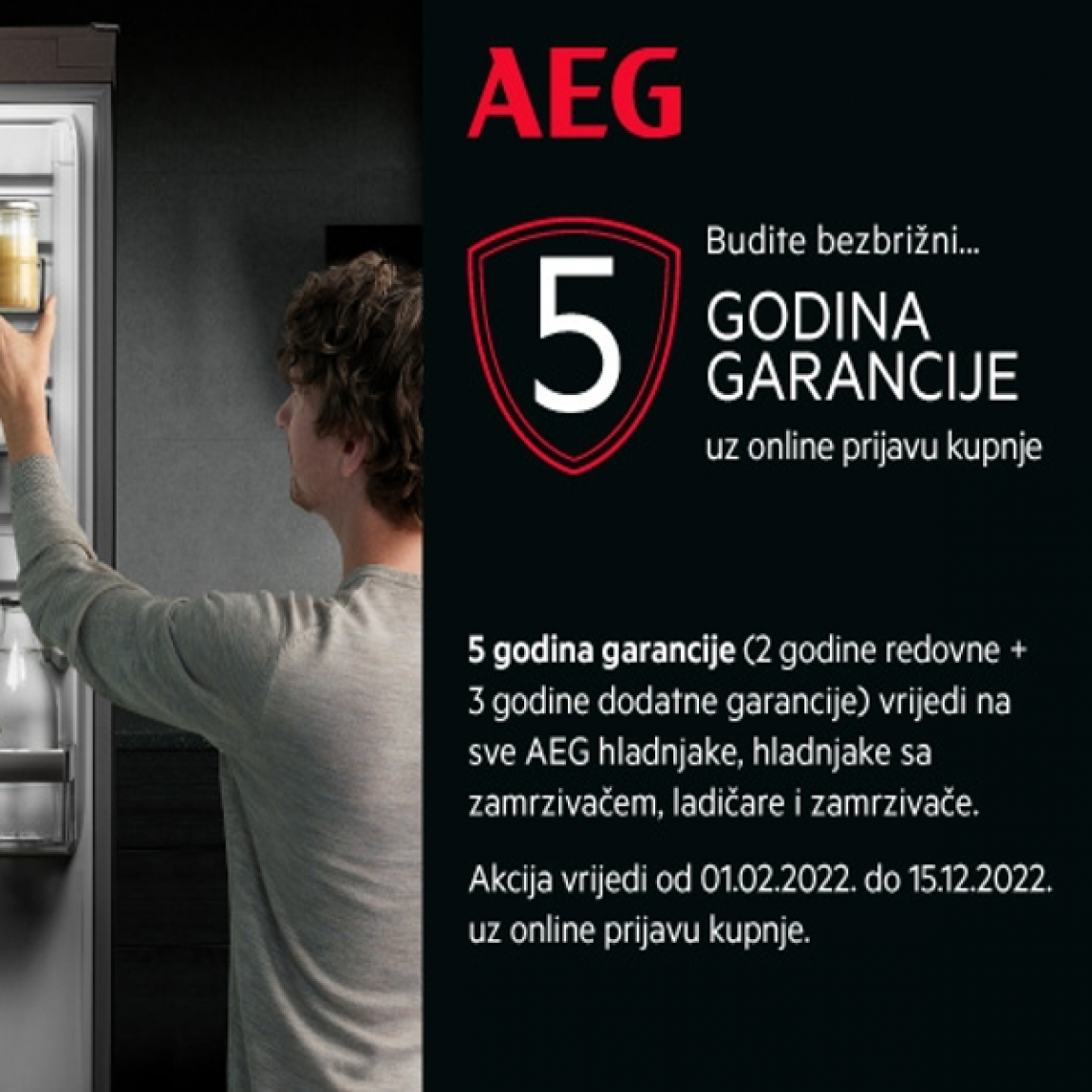 5 godina garancije na sve AEG hladnjake i zamrzivače